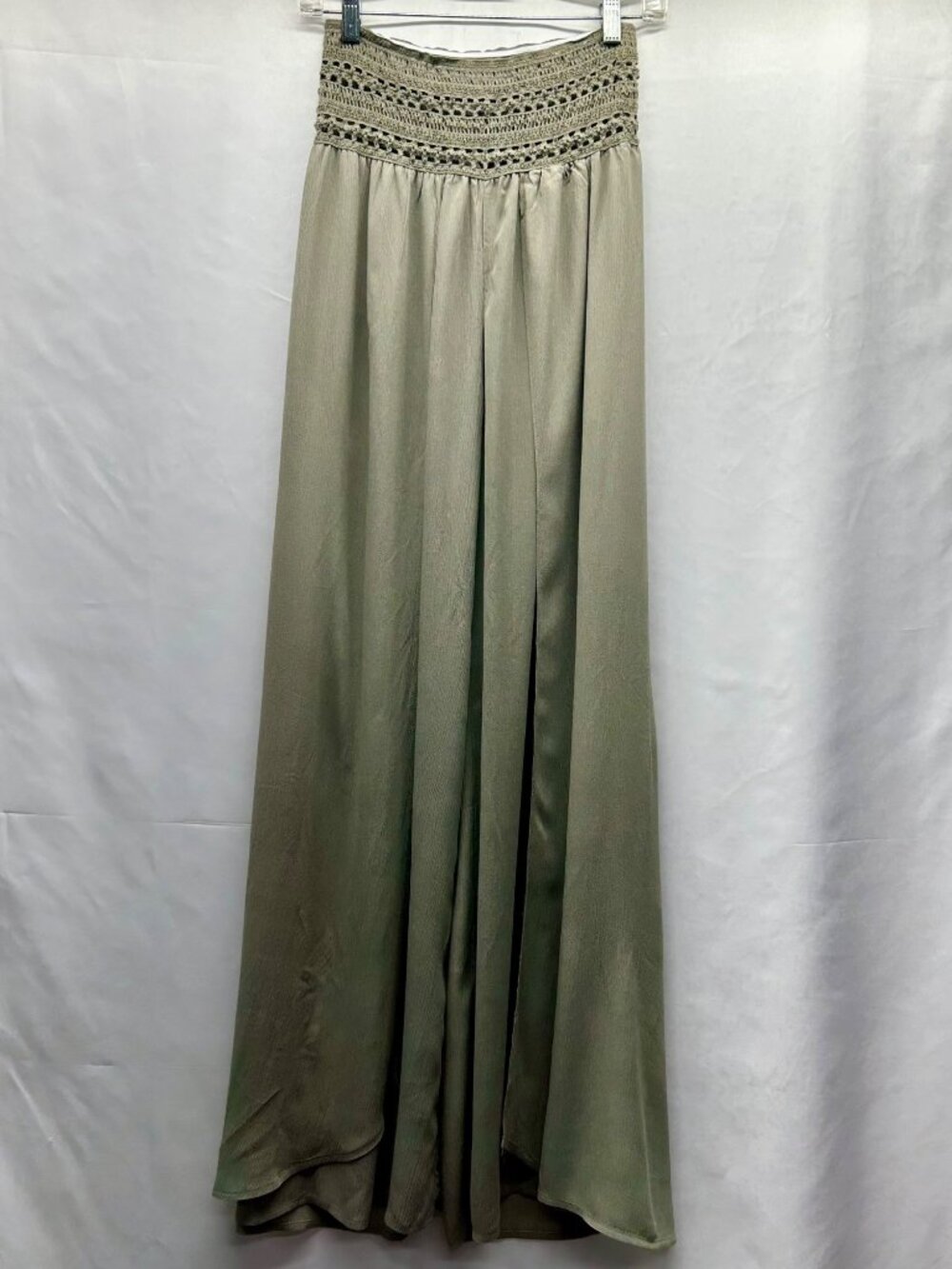 SINCERELY JULES Olive Wide-Leg Front Split Pants Women's S
